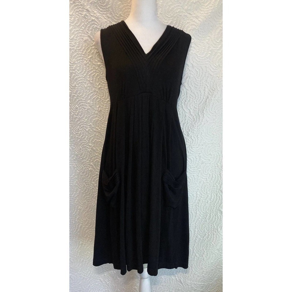 Ellen Tracy Womens Black Soft Sleeveless A-line Dress V-Neck EUC Size 4